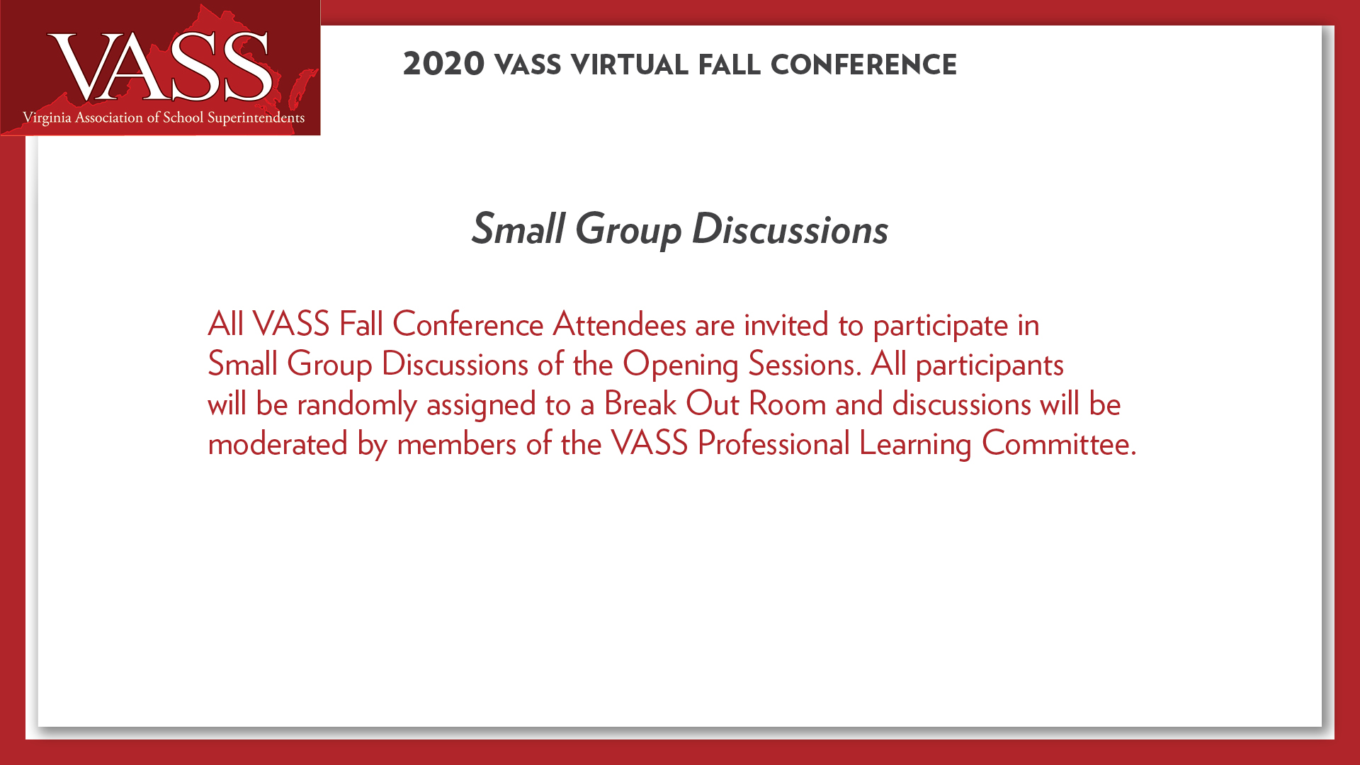 Resources from the 2020 VASS Fall Virtual Conference